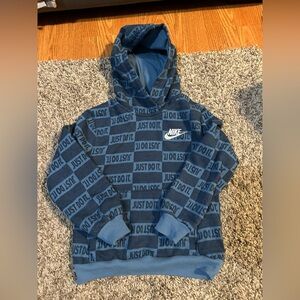 Nike Little Kids Sportswear Textured Club Fleece Pullover Hoodie Blue 6-7YRS